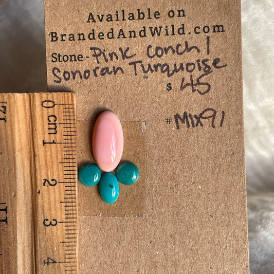 Turquoise / Pink Conch Cabochon - MIX91 C76A6843-040B-461C-B8C7-4C2656E98391 Brandedandwild.com