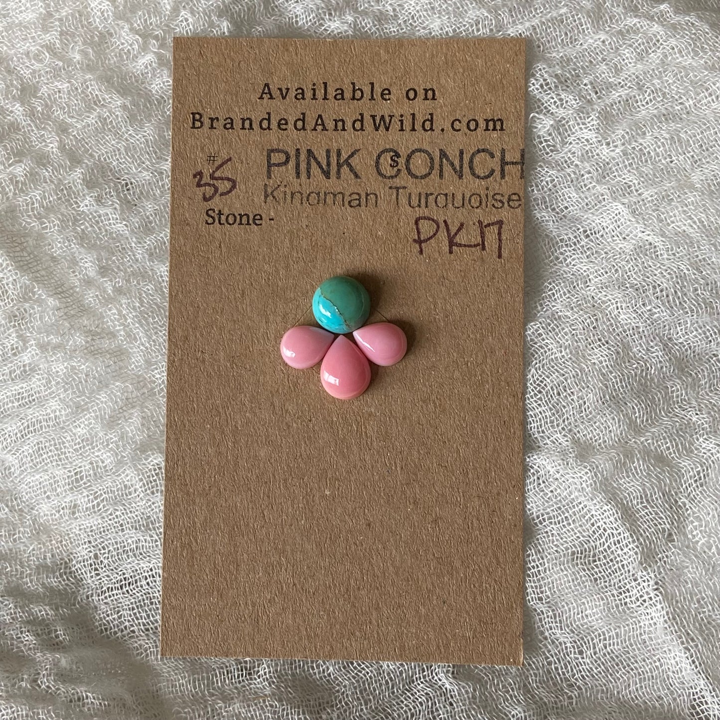 Pink Conch / Kingman Turquoise Cabochon - PK17