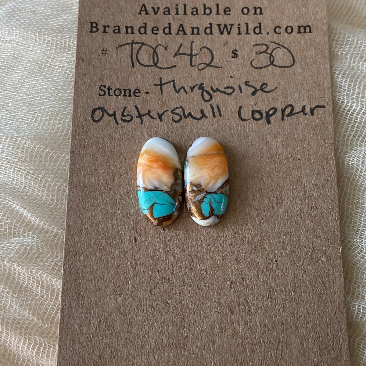 Turquoise, Oyster Shell, Copper Cabochon - TOC42 C7EE4E77-DB4B-4595-B762-1C4918669F37 Brandedandwild.com