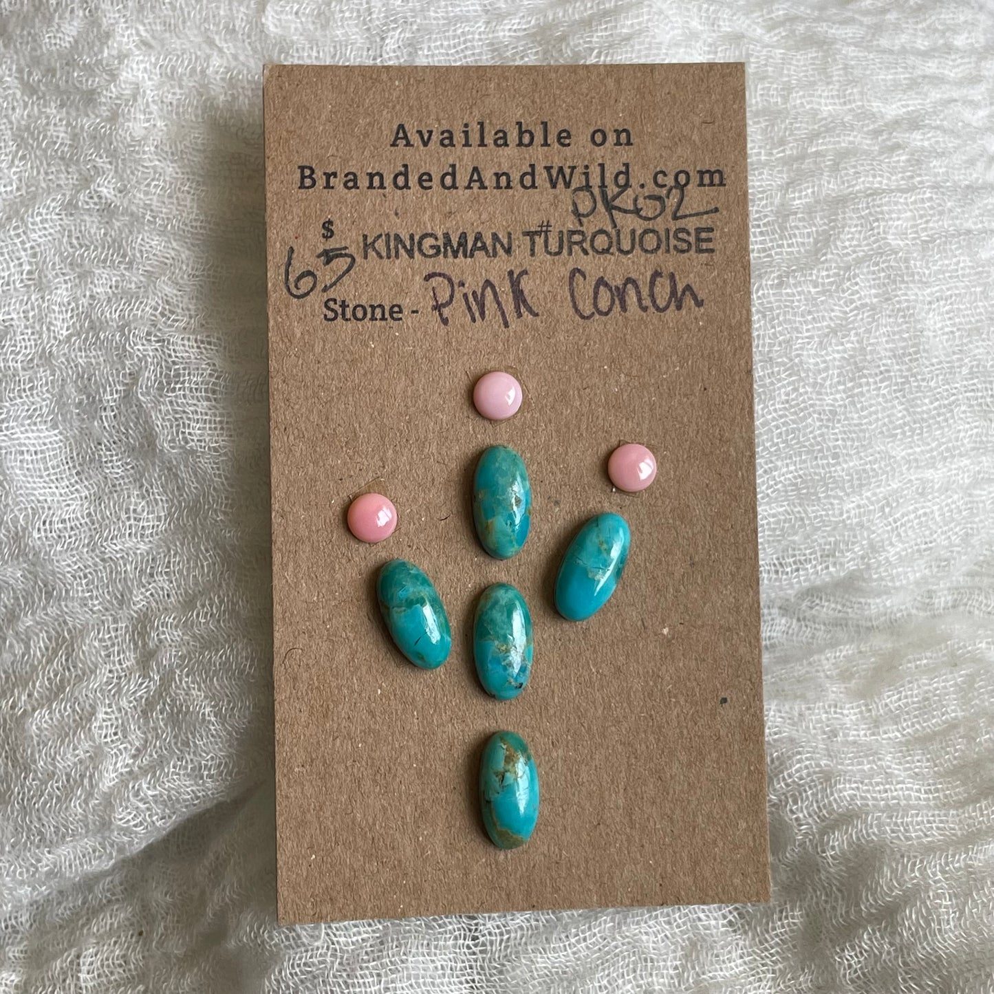 Pink Conch / Kingman Turquoise Cabochon - PK02