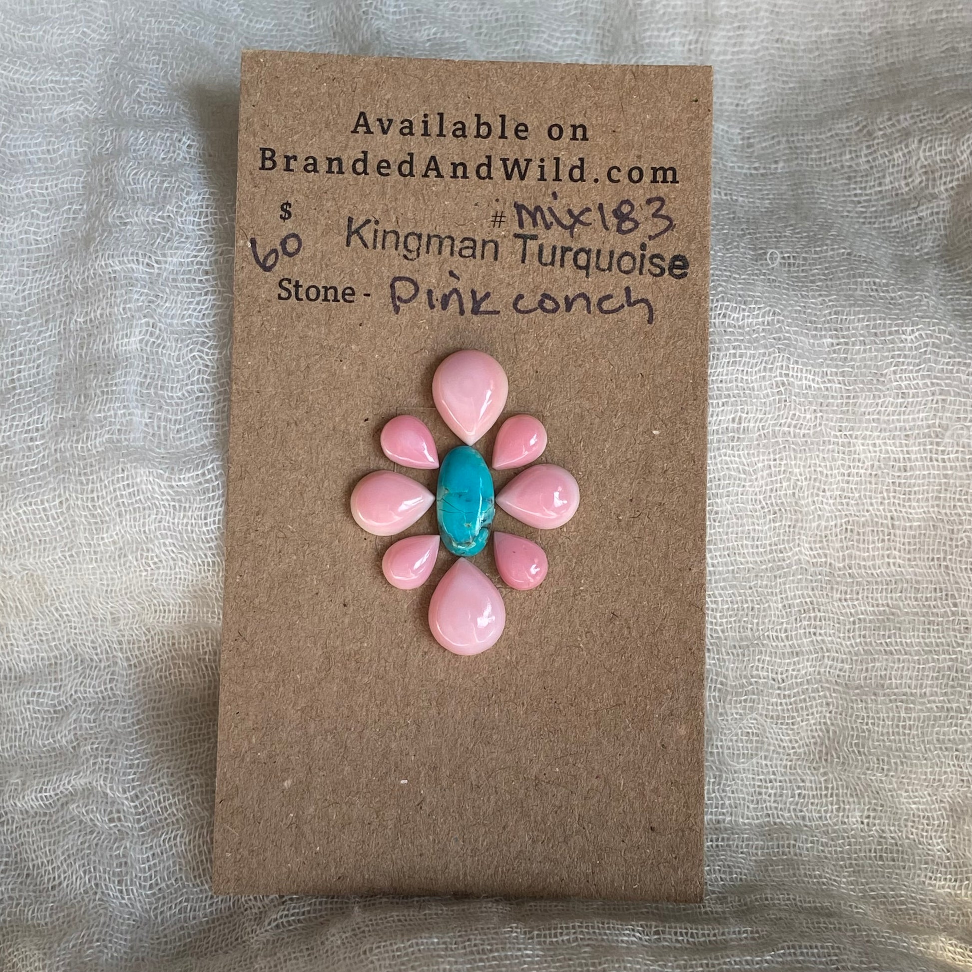 Pink Conch / Kingman Turquoise Cabochon - MIX183 C9D528D9-8C0F-40F5-91DC-685DF10FBFC7 Brandedandwild.com