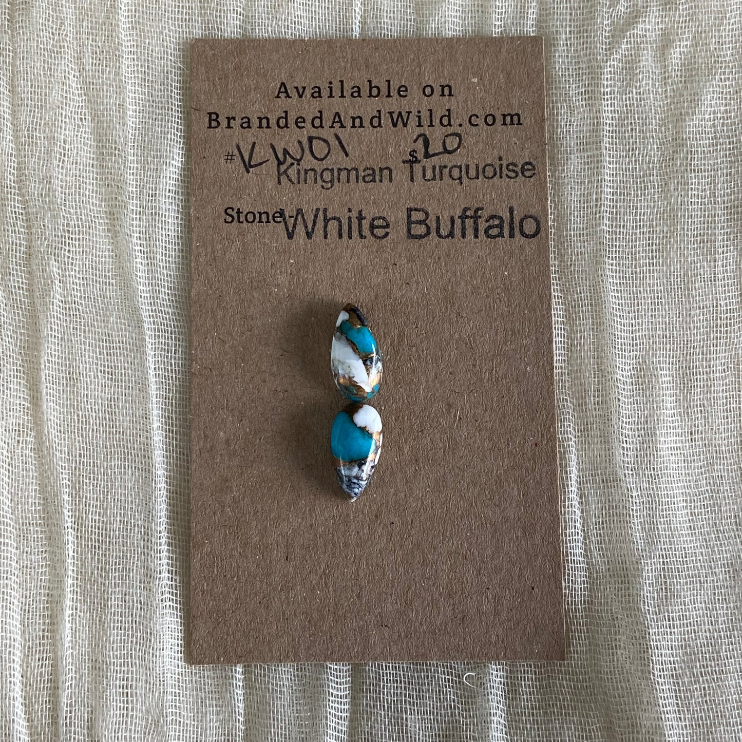 Kingman Turquoise, White Buffalo, Copper Cabochon - KW01