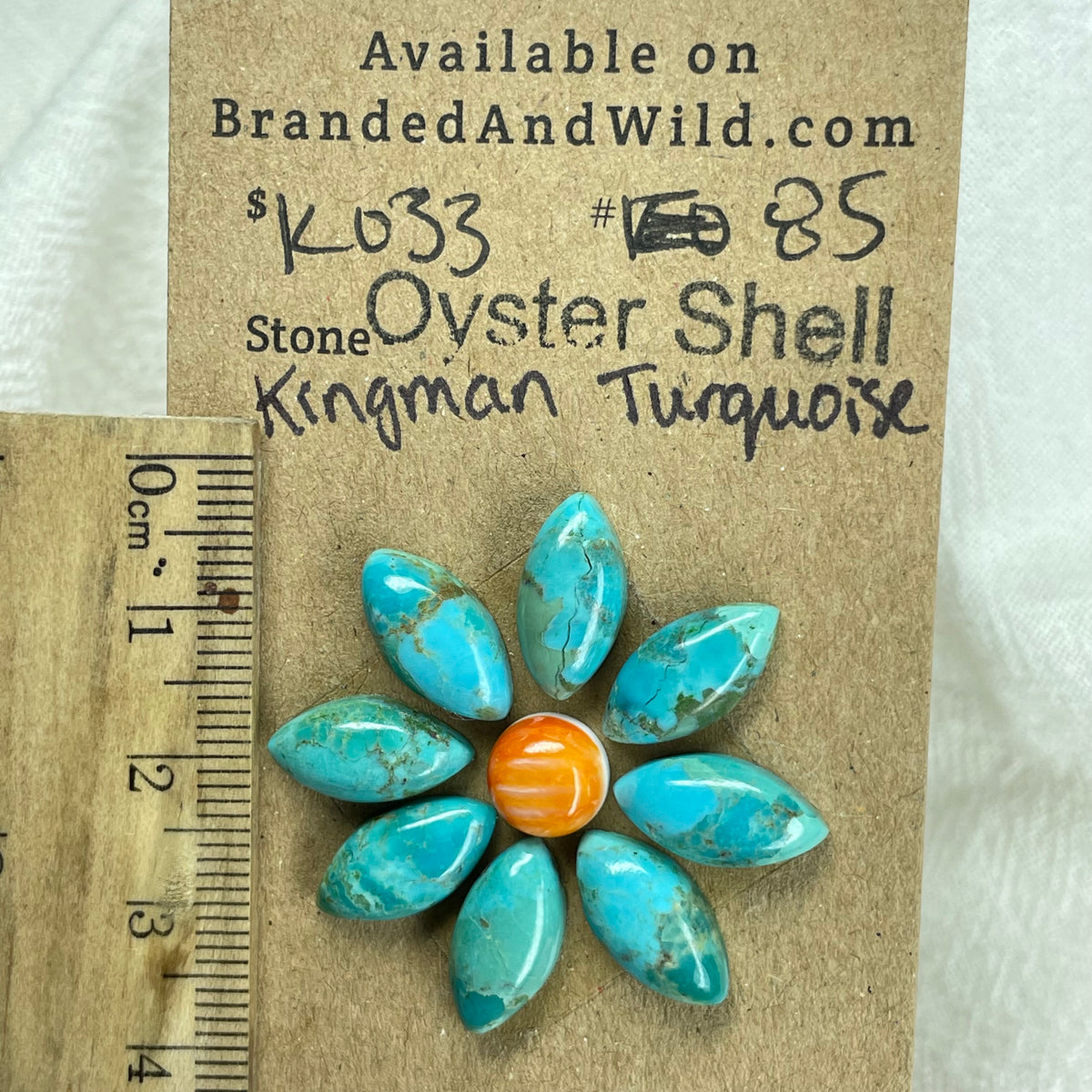 Oystershell - Kingman Turquoise Cabochon - K033 CB5BBCB1-B9A4-4472-93D7-66CFA0B36D41 Brandedandwild.com