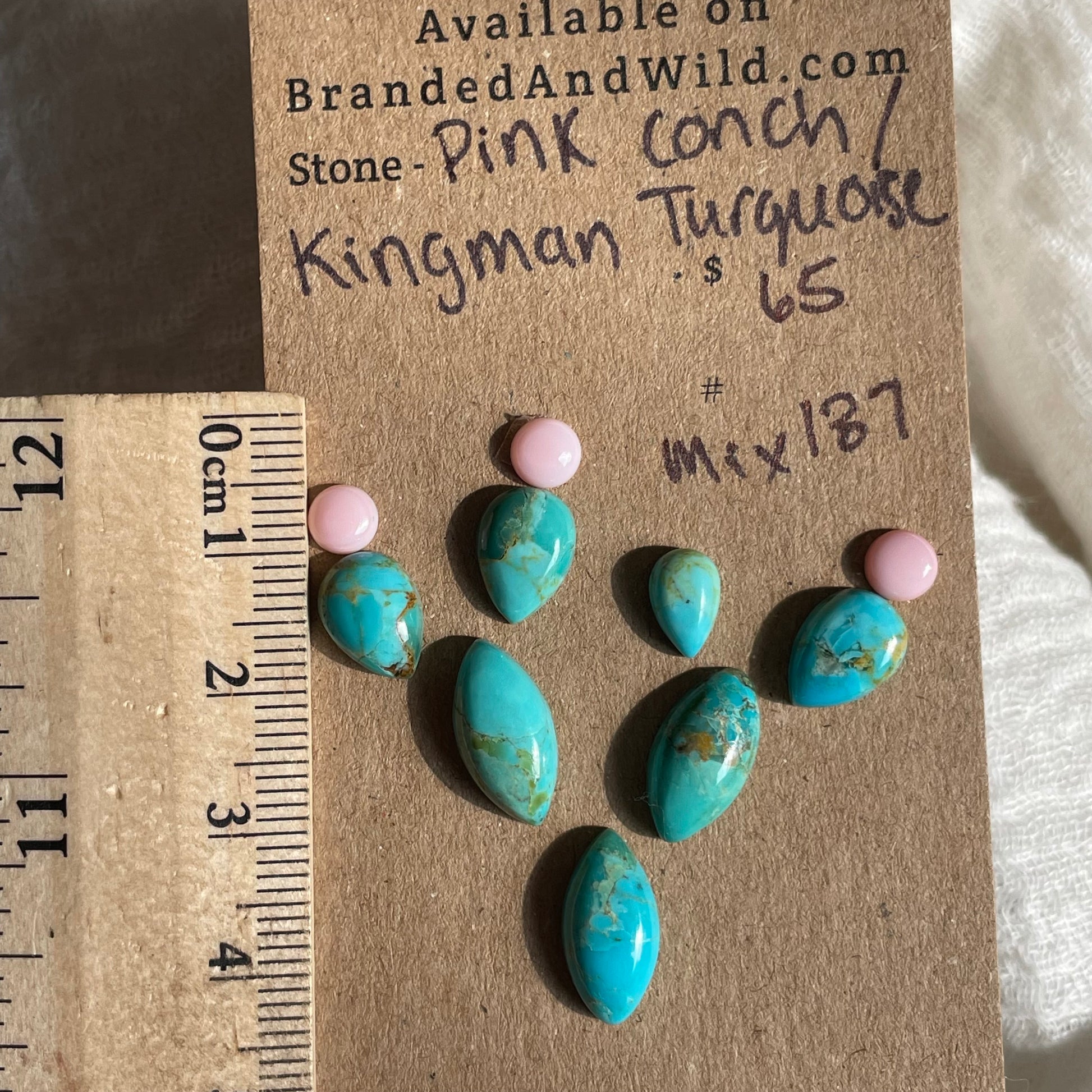 Kingman / Pink Conch Cabochon - Mix187 CB5BD033-AD6B-41AA-A34A-A3049693246A Brandedandwild.com