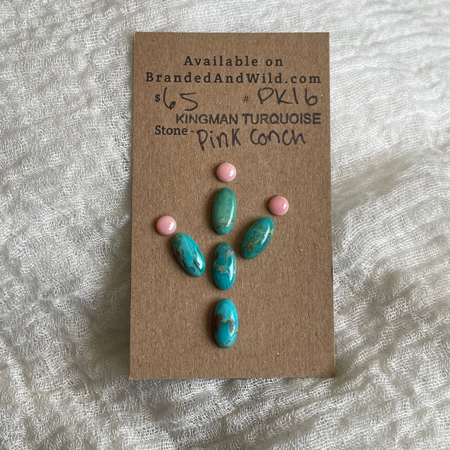 Pink Conch / Kingman Turquoise Cabochon - PK16 CB8237DE-134C-4877-9828-AA214B348F16 Brandedandwild.com