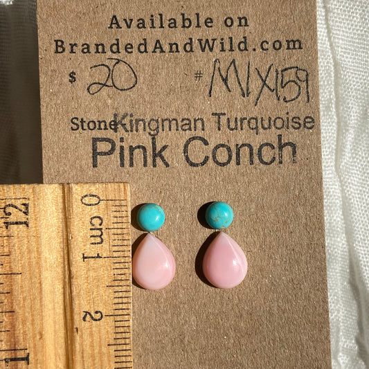 Pink Conch / Kingman Turquoise Cabochon - MIX159 CB955E8E-A66E-48C5-A3A7-04F33CB45375 Brandedandwild.com