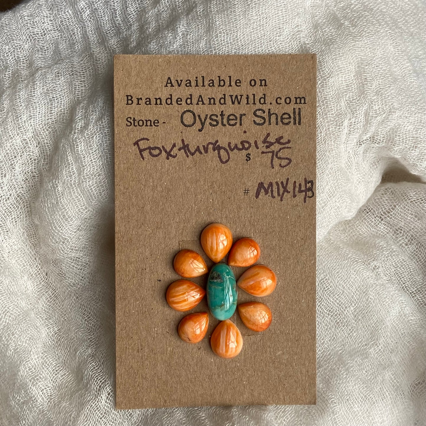 Oyster Shell / Fox Turquoise Cabochon - MIX143