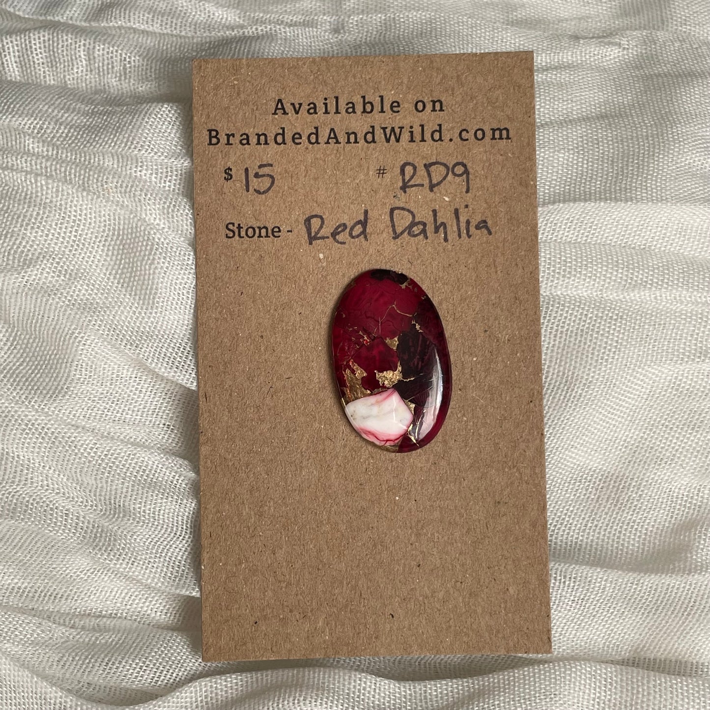 Red Dahlia Cabochon - RD9 CBD78B1E-AB45-4597-8E9B-633EFFD9B89F Brandedandwild.com