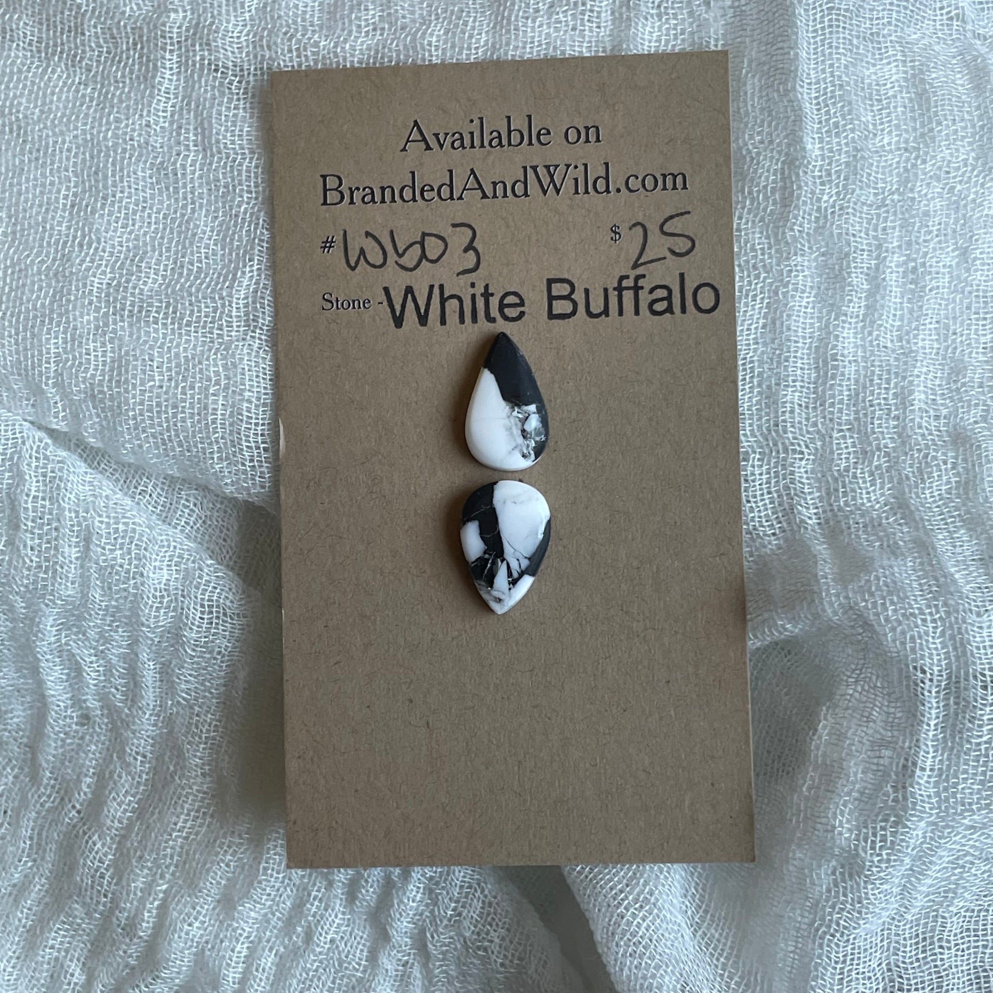 White Buffalo Cabochon - WB03 CC14E82C-1A13-4A45-AF47-426FA70745AF Brandedandwild.com