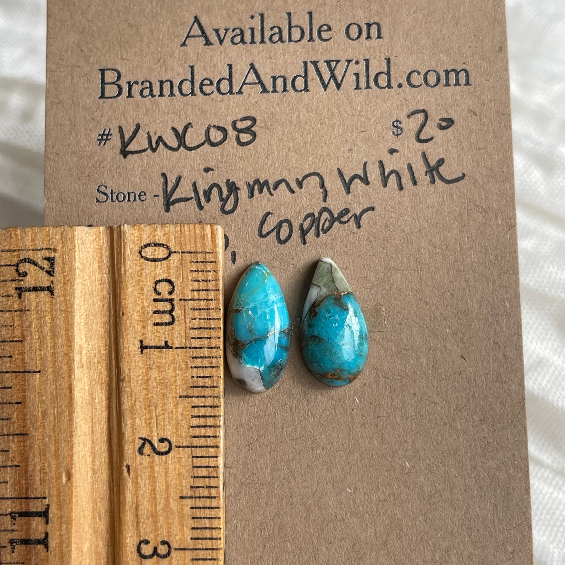 Kingman Turquoise, White Buffalo, Copper Cabochon - KWC08 CC1675F8-1AC3-4401-9EF5-535CB4479424 Brandedandwild.com