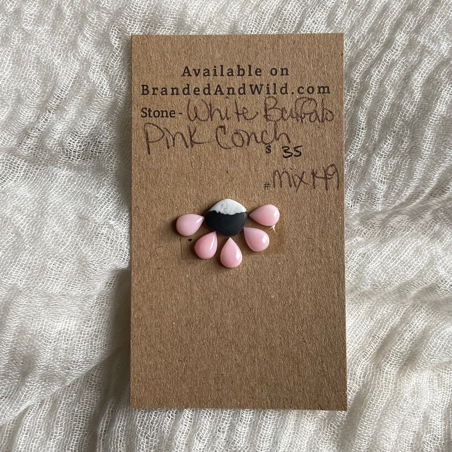 Pink Conch / White Buffalo Cabochon - MIX149 CC84F702-9E05-4E7F-80CB-162DCEAE54DE Brandedandwild.com