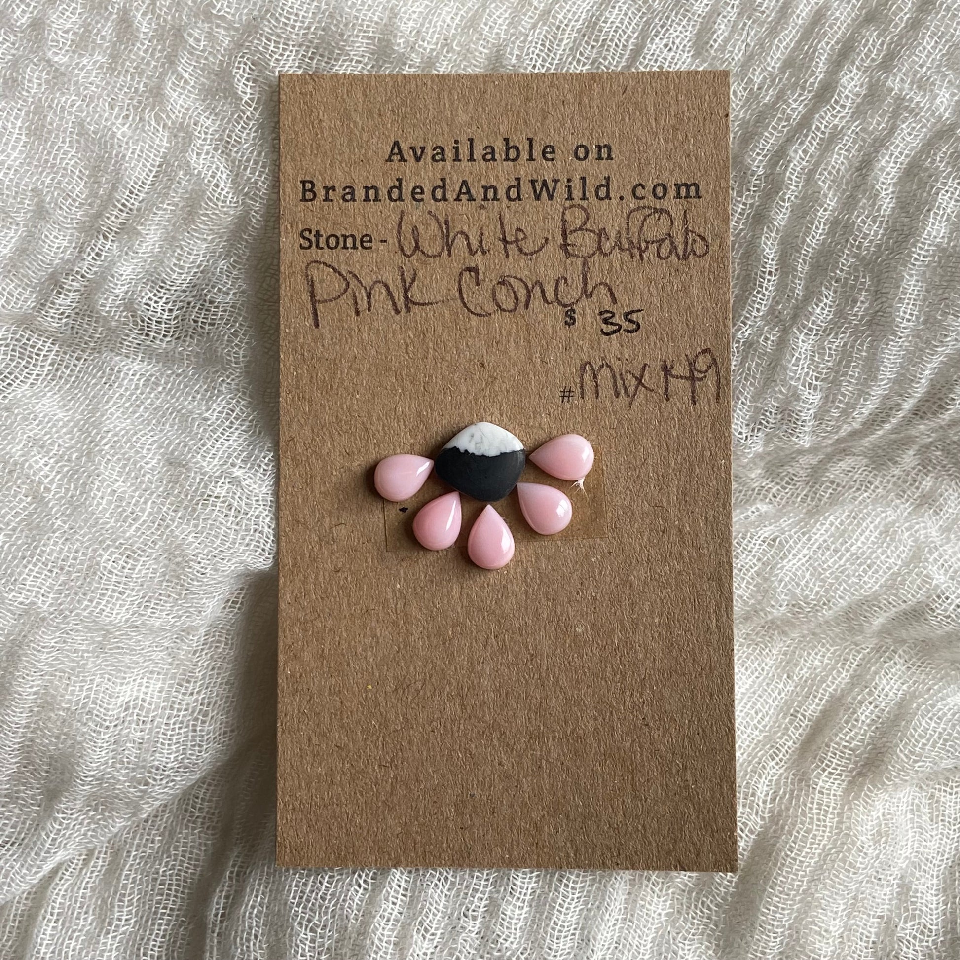 Pink Conch / White Buffalo Cabochon - MIX149 CC84F702-9E05-4E7F-80CB-162DCEAE54DE Brandedandwild.com