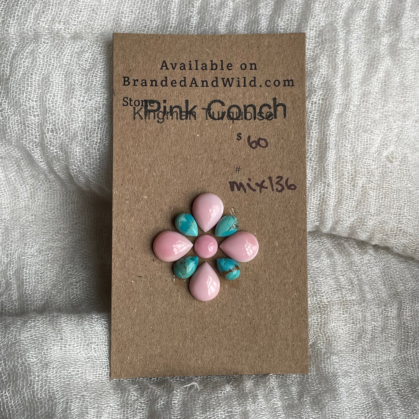 Turquoise / Pink Conch Cabochon - MIX138 CD3DE609-6CD7-4F5A-A7D8-EB33CB9870A1 Brandedandwild.com