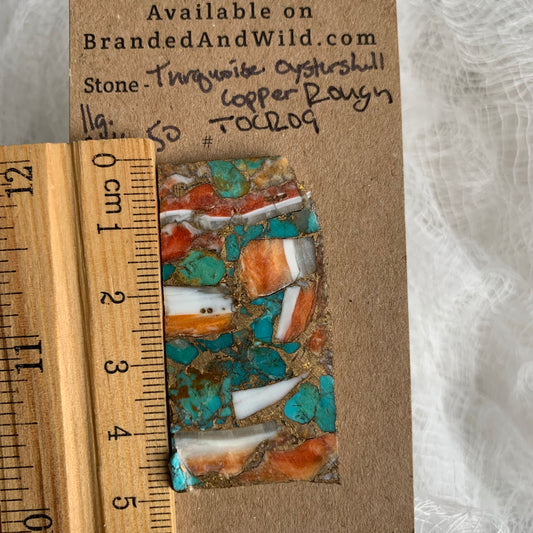 Turquoise Oyster Shell Copper Rough cabochon TOCR09