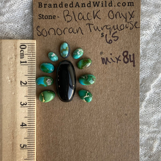 Black Onyx - Sonoran Turquoise Cabochon - MIX84