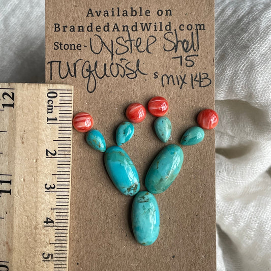 Turquoise / Oyster Shell Cabochon - MIX143 CD9C0203-05A6-4B55-A684-5BEFCB51A0E7 Brandedandwild.com