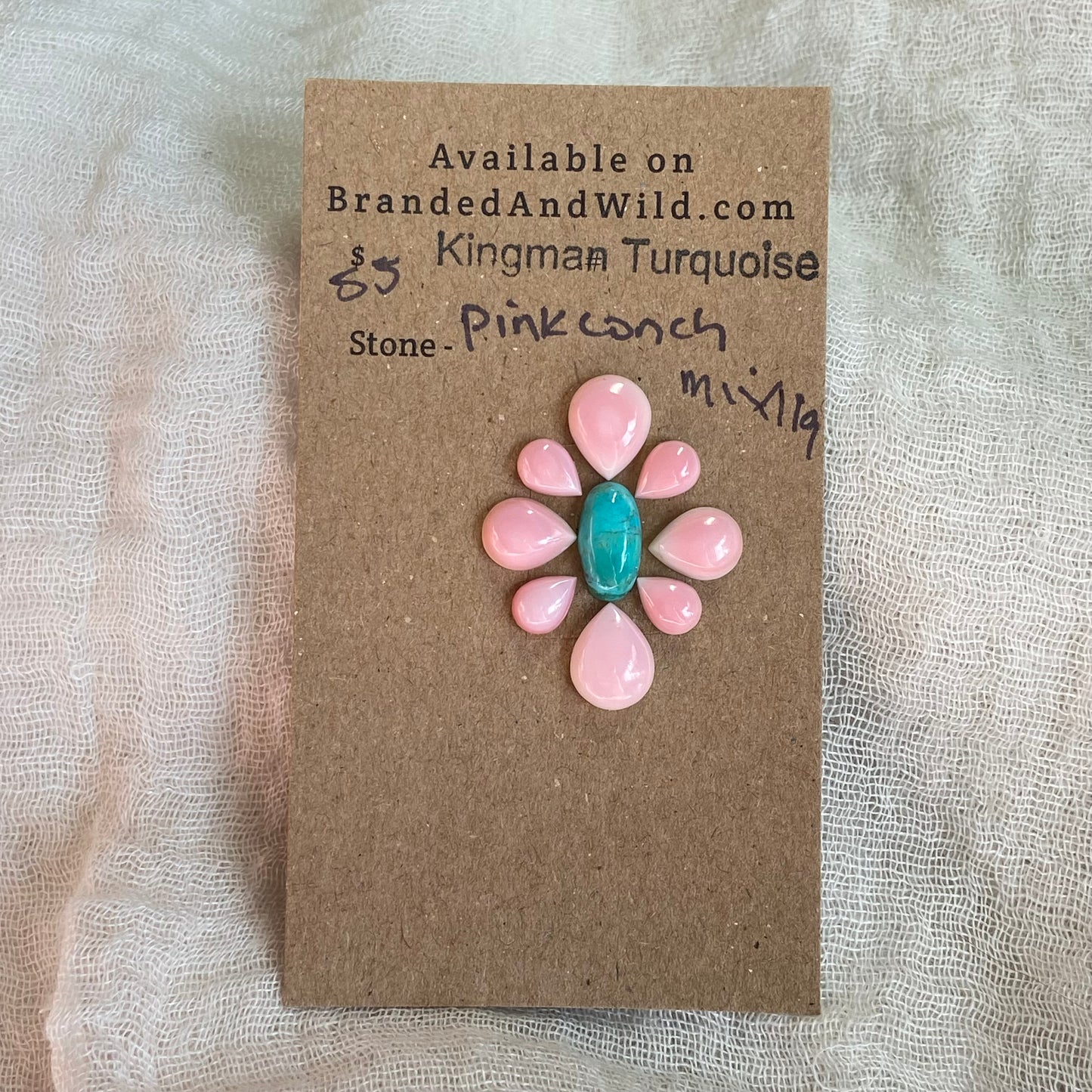 Pink Conch / Kingman Turquoise Cabochon - MIX119 CDF1D186-947C-4E72-A2BF-9EE18DF00165 Brandedandwild.com