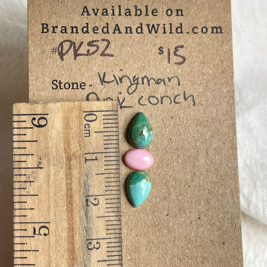 Pink Conch / Kingman Turquoise Cabochon - PK52 CE2873DD-E1FD-4E94-B2FC-D538F441FEF7 Brandedandwild.com