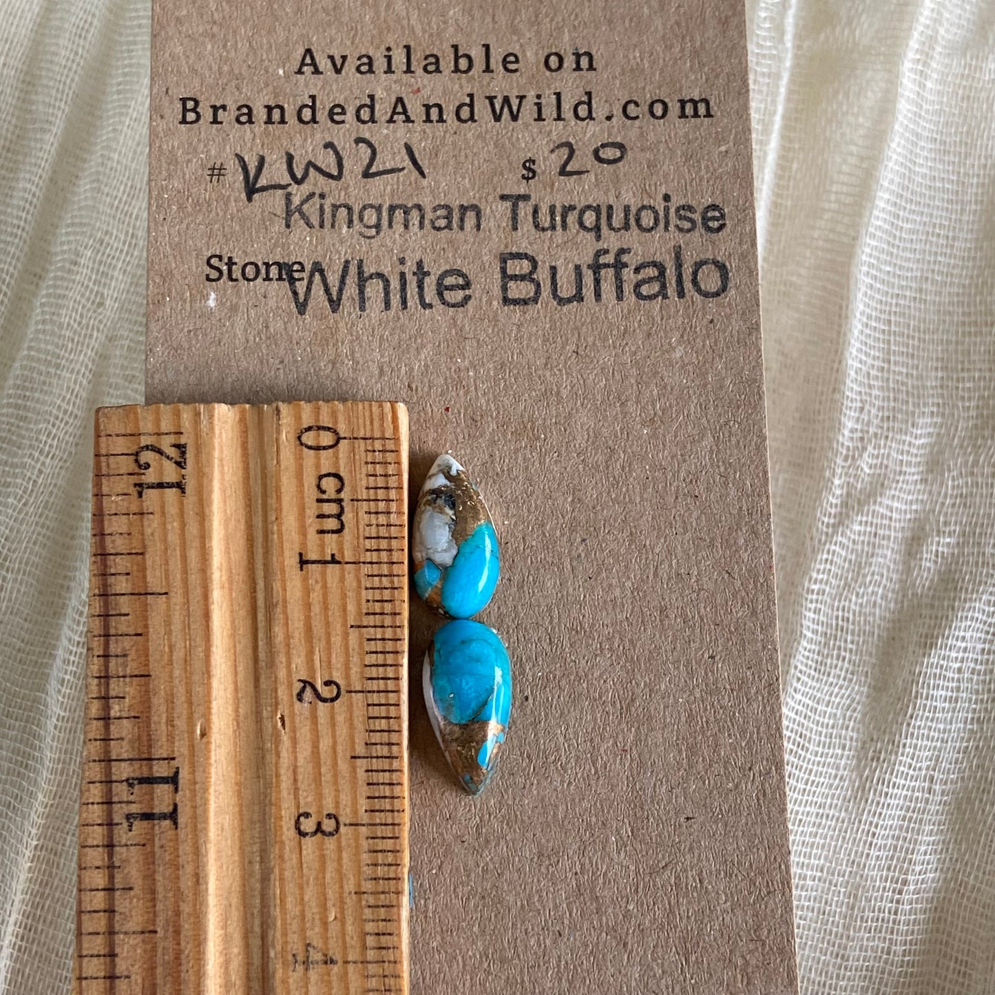 Kingman Turquoise, White Buffalo, Copper Cabochon - KW21