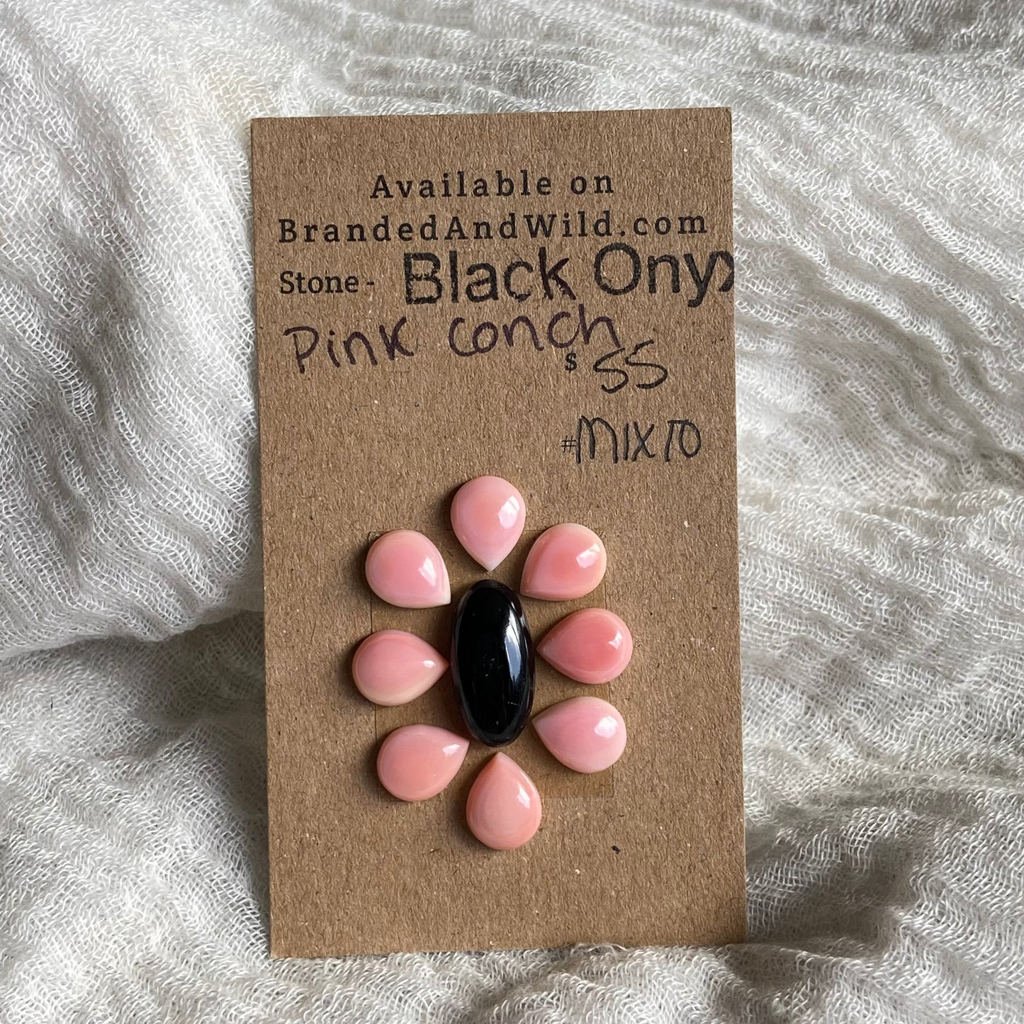 Black Onyx / Pink Conch Cabochon - Mix10 CFA7A8F0-85FC-4E61-8CF2-4FE900960D98 Brandedandwild.com