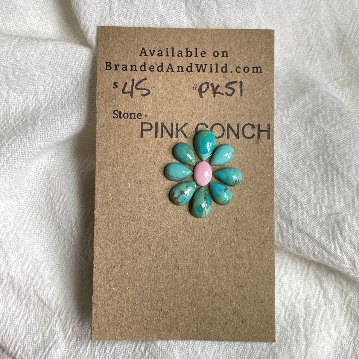 Pink Conch / Kingman Turquoise Cabochon - PK51