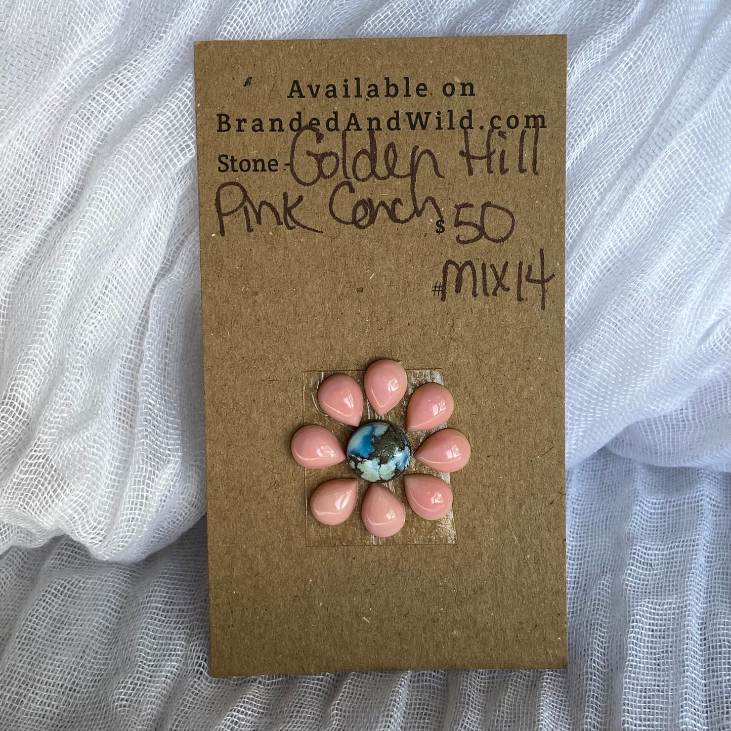 Golden Hill/Pink Conch Cabochon - Mix14