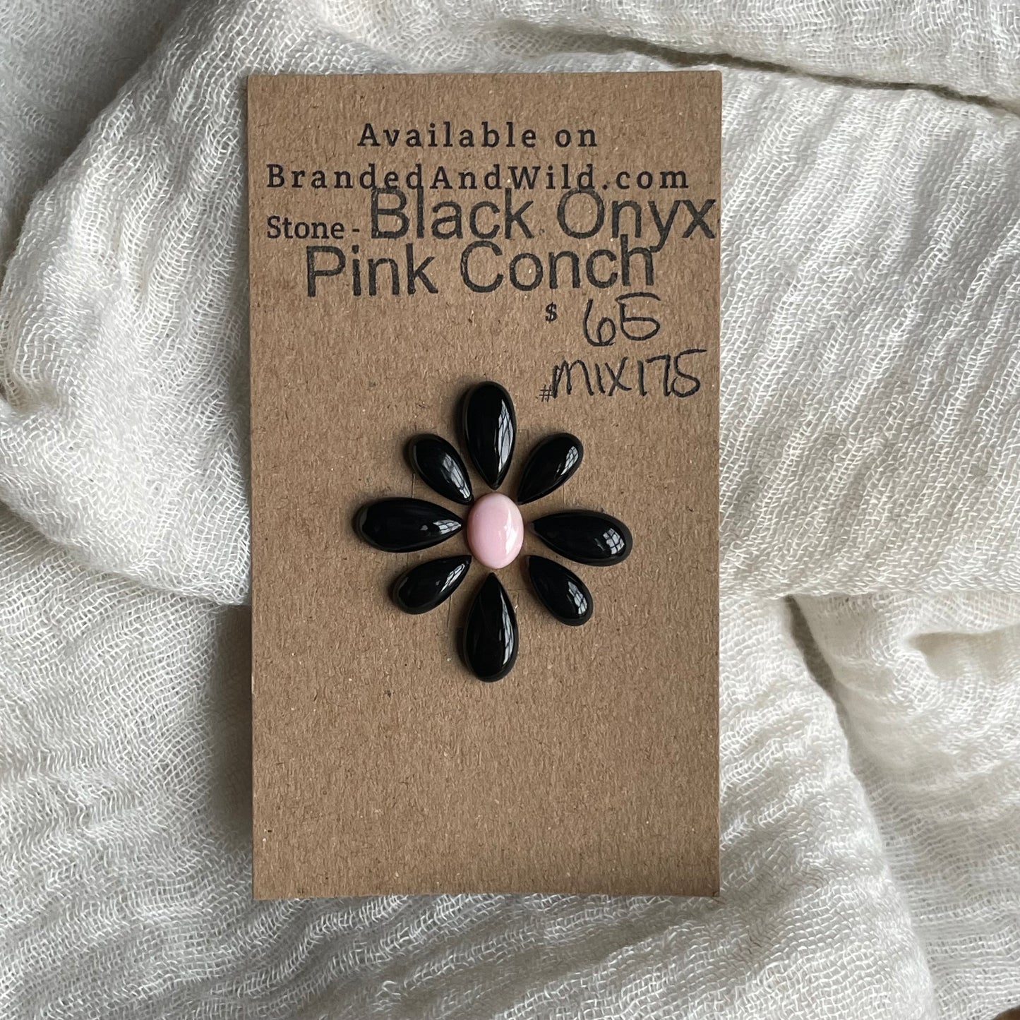 Black Onyx / Pink Conch Cabochon - MIX175 D3A7670B-36F6-4D85-901A-CC125FC041BF Brandedandwild.com