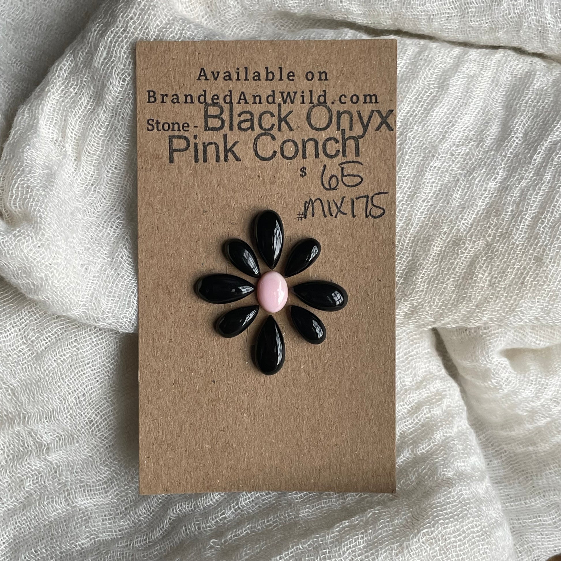 Black Onyx / Pink Conch Cabochon - MIX175 D3A7670B-36F6-4D85-901A-CC125FC041BF Brandedandwild.com