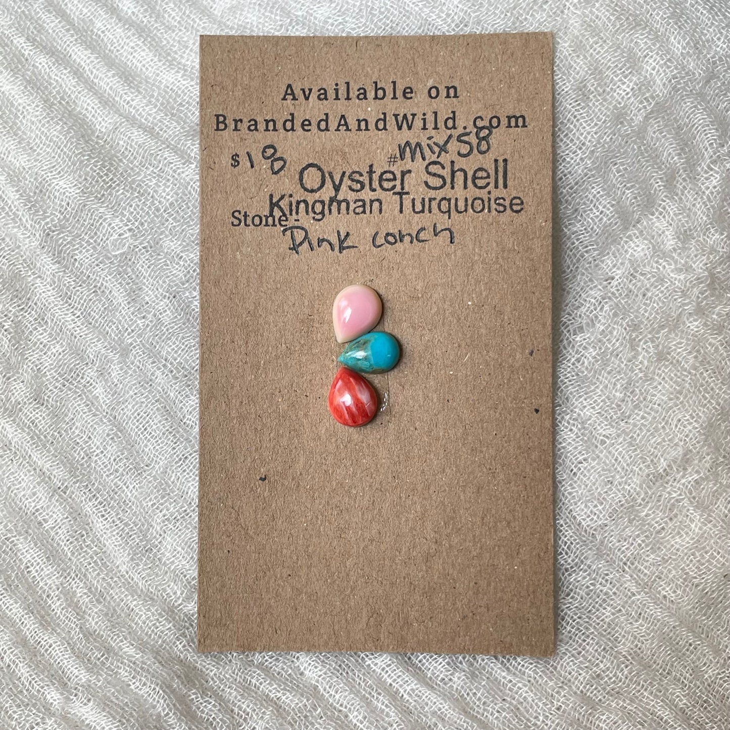 Kingman / Oyster Shell / Pink Conch Cabochon - Mix58 D3ABFCBB-9F51-4113-90E4-419216817A00 Brandedandwild.com