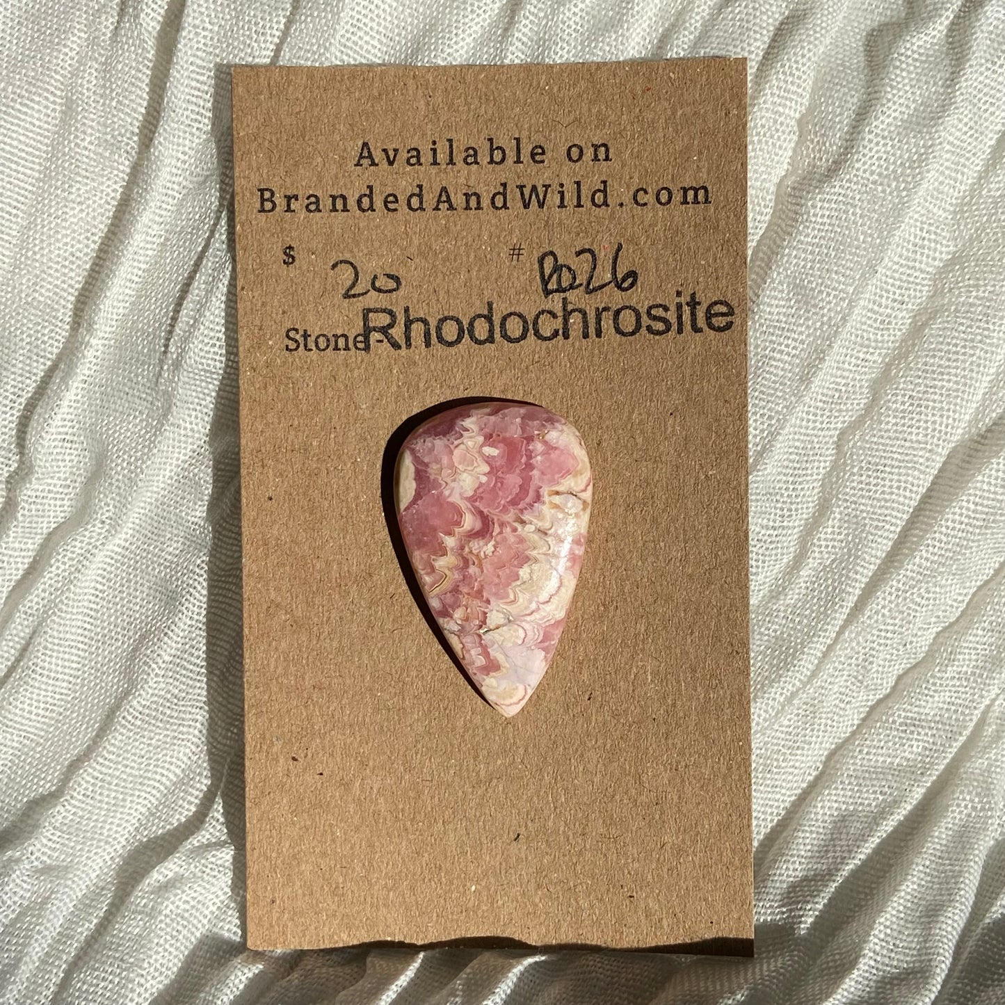 Rhodochrosite Cabochon - R26 D3C81AB3-0BEE-4743-B11D-A438B55CA5ED Brandedandwild.com