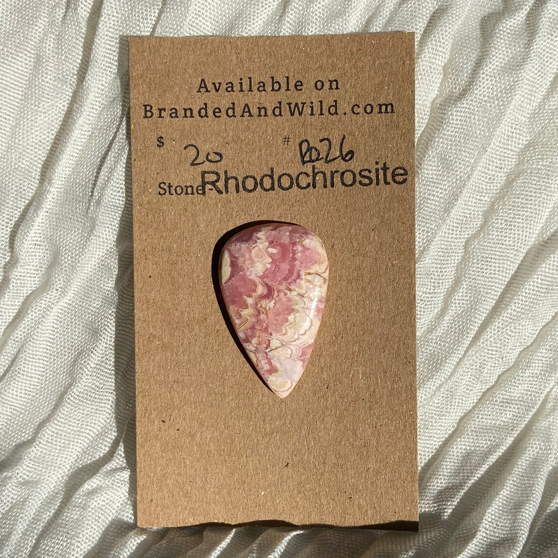 Rhodochrosite Cabochon - R26 D3C81AB3-0BEE-4743-B11D-A438B55CA5ED Brandedandwild.com