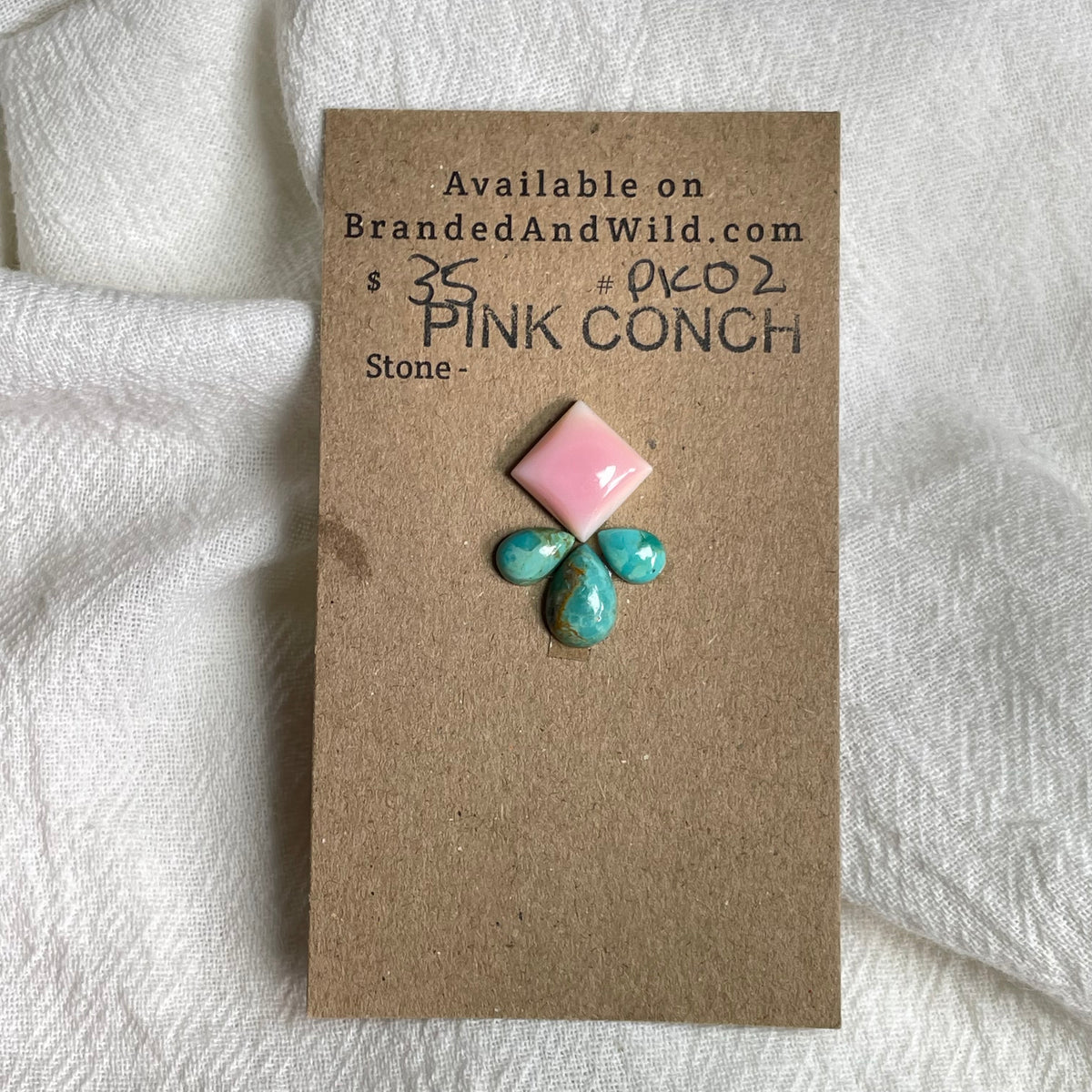 Pink Conch / Kingman Turquoise Cabochon - PK02