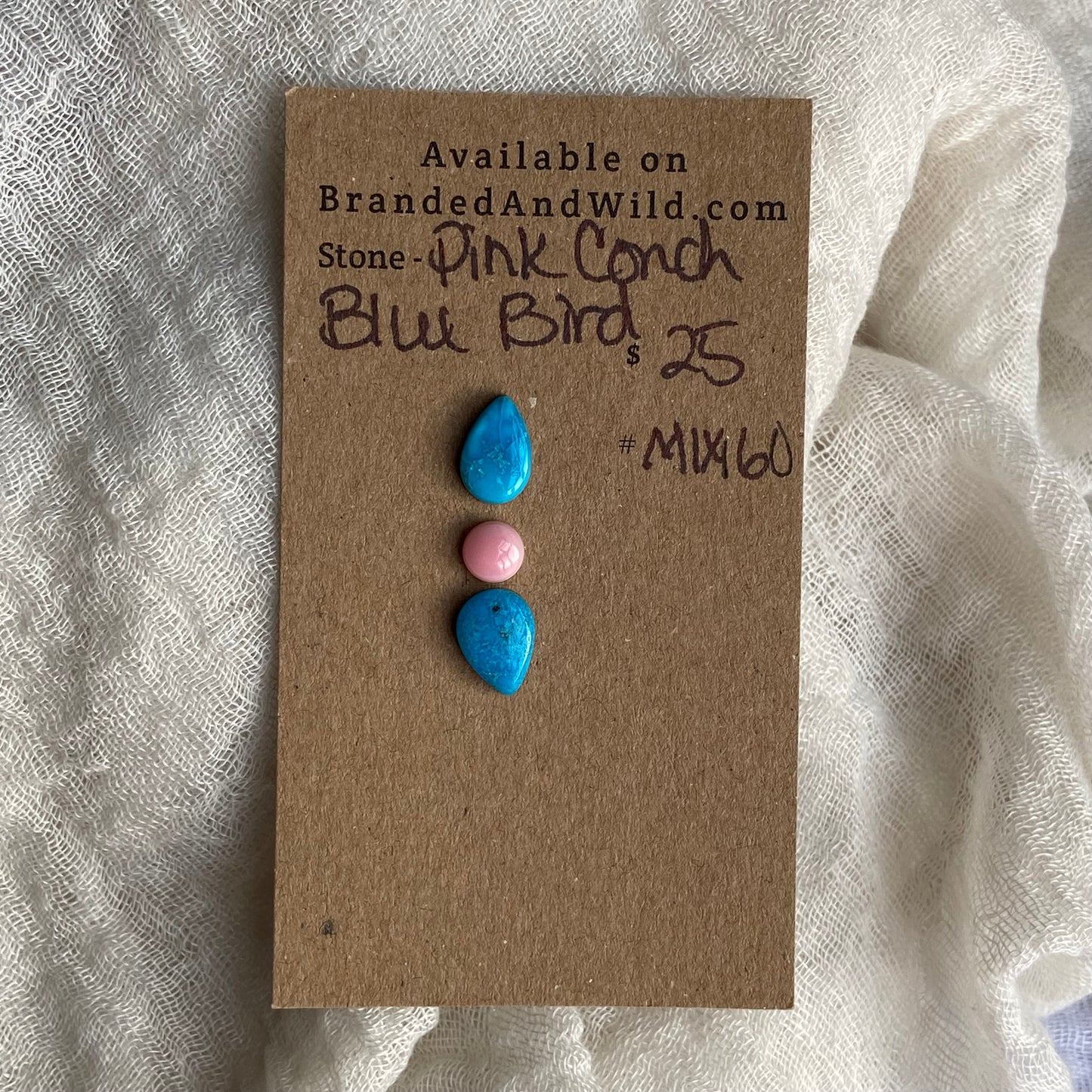 Blue Bird /  Pink Conch Cabochon - MIX160