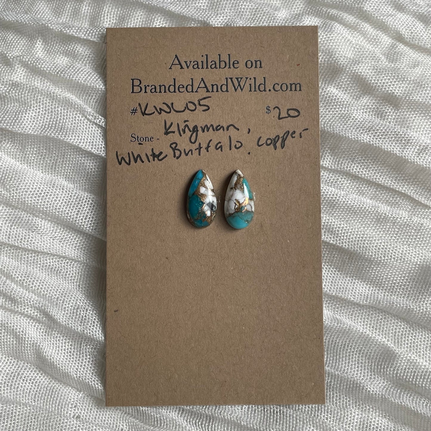 Kingman Turquoise, White Buffalo, Copper Cabochon - KWC05 D48DA1CC-3346-4AEB-BB02-7E079087181E Brandedandwild.com