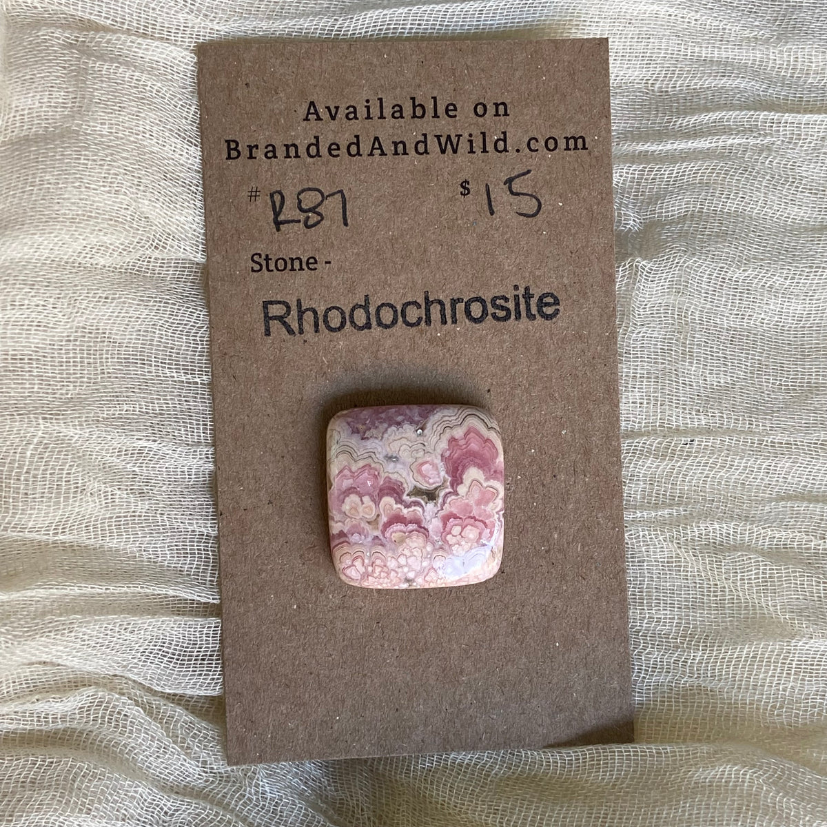 Rhodochrosite Cabochon - R87 D49F81DE-389F-4B11-A424-06599347D6AB Brandedandwild.com