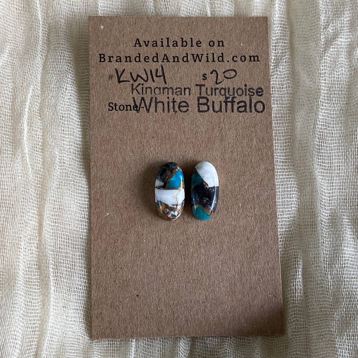 Kingman Turquoise, White Buffalo, Copper Cabochon - KW14