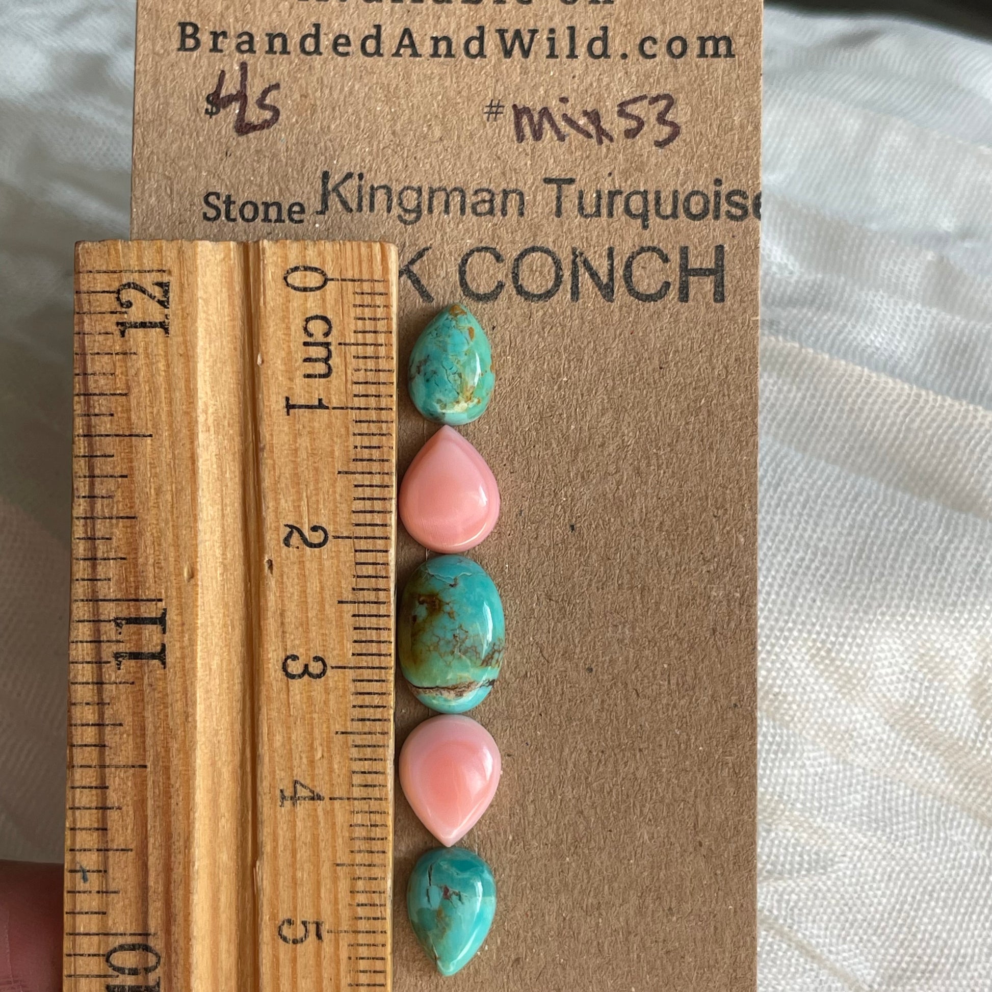 Kingman / Pink Conch Cabochon - MIX53 D60361F1-CF14-4037-A2F8-3043B76599B1 Brandedandwild.com