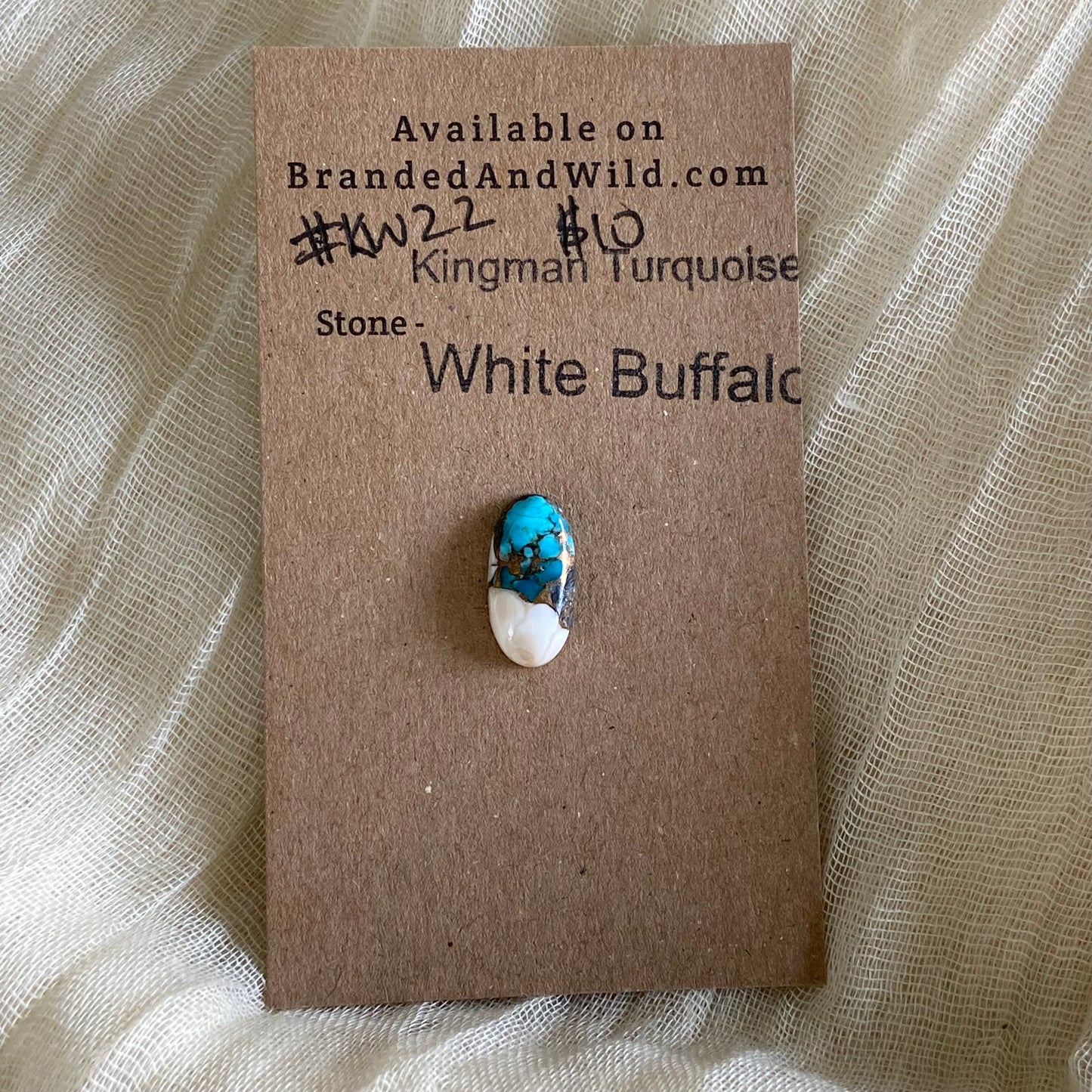 Kingman Turquoise, White Buffalo, Copper Cabochon - KW22