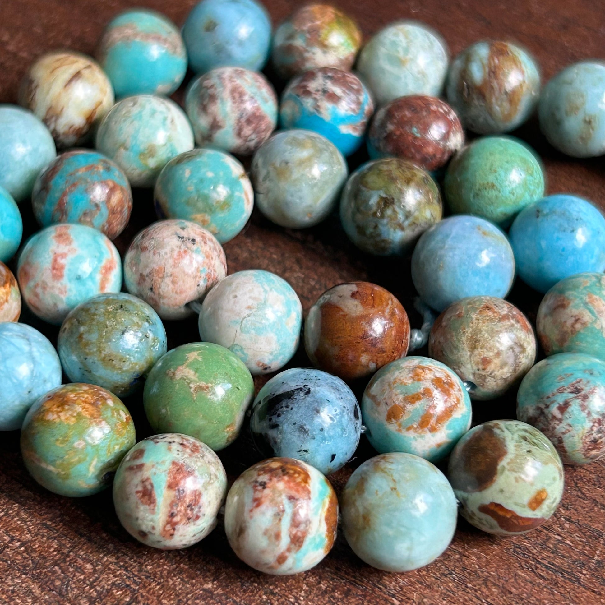 9-10 mm Natural Turquoise (Smooth Round) D6843DDC-3DC3-4662-8518-7EA6899798A4 Brandedandwild.com