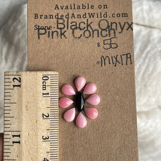 Black Onyx / Pink Conch Cabochon - MIX179 D6DE7B48-D115-4DC4-B8E3-19137924D99B Brandedandwild.com