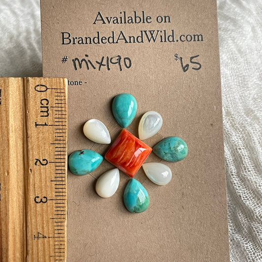 Kingman Mix / mother of pearl / oyster shell Cabochon - MIX190 D8B5E760-63E7-4344-93A1-9605D57D14BB Brandedandwild.com