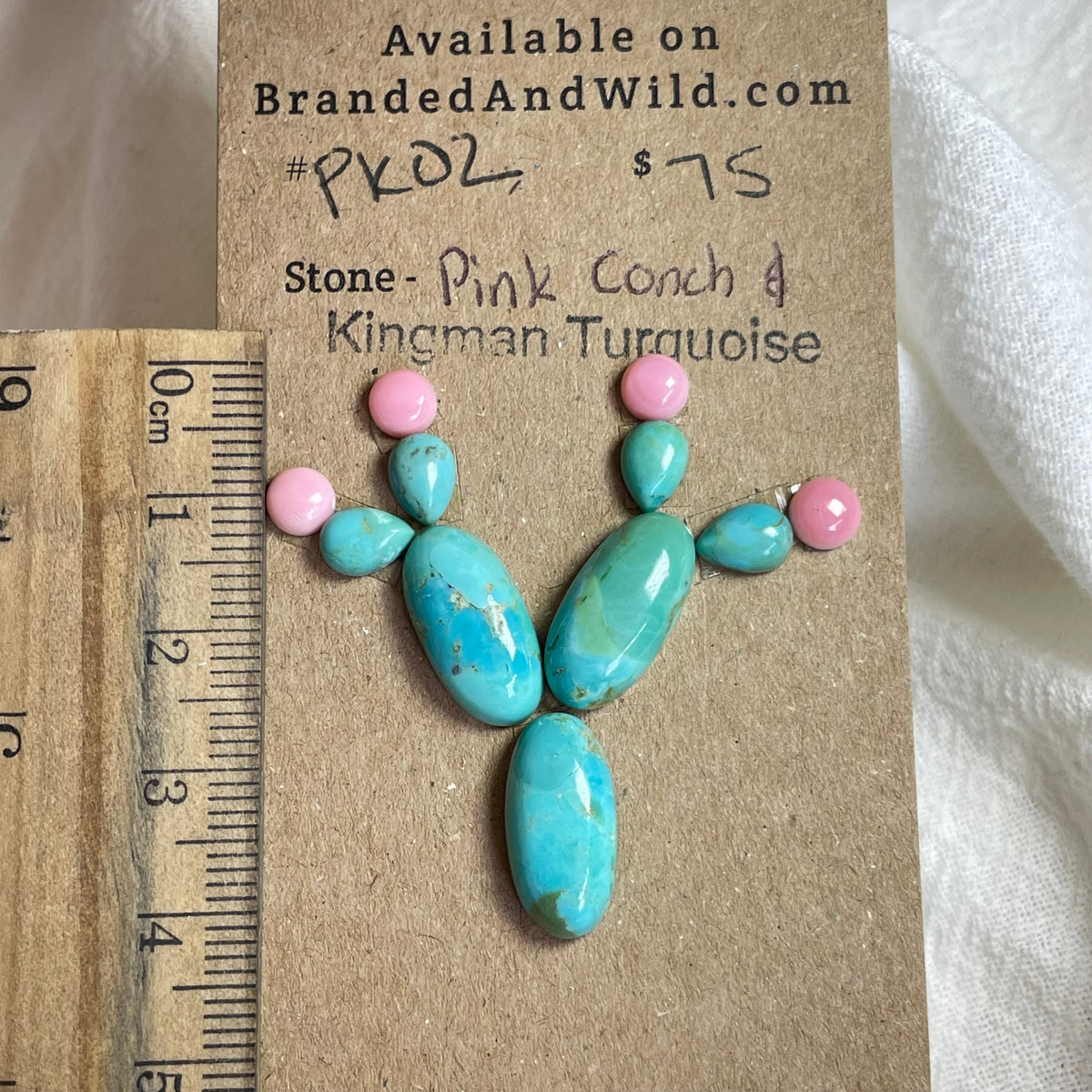 Pink Conch / Kingman Turquoise Cabochon - PK02 DBE75262-3703-413D-8EDD-ACEB7053FB2E Brandedandwild.com