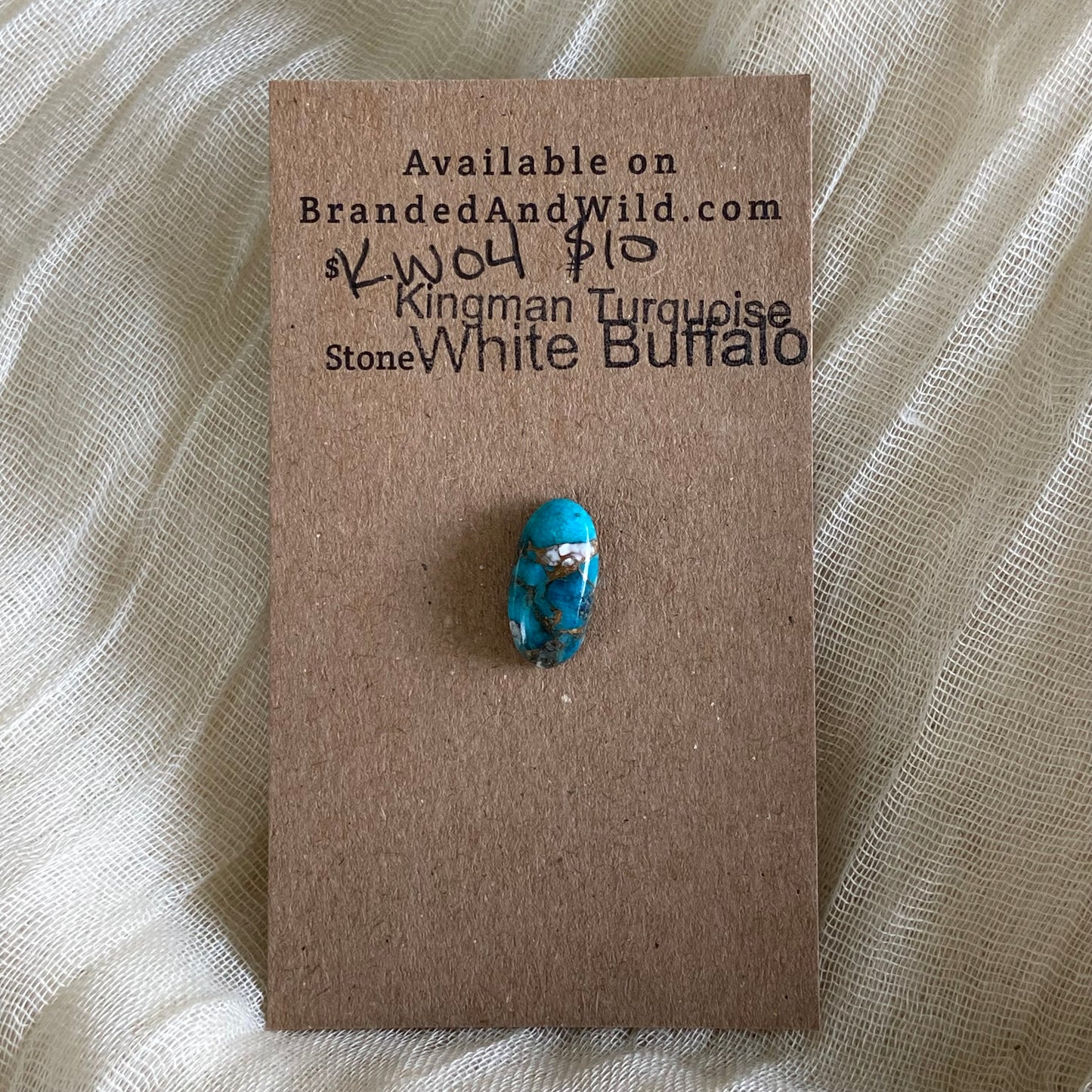 Kingman Turquoise, White Buffalo, Copper Cabochon - KW04