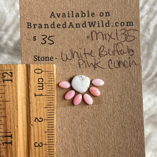 Pink Conch / White Buffalo Cabochon - MIX135 DC6E7E84-9CBA-4F47-91E0-DB6545EF0A7C Brandedandwild.com