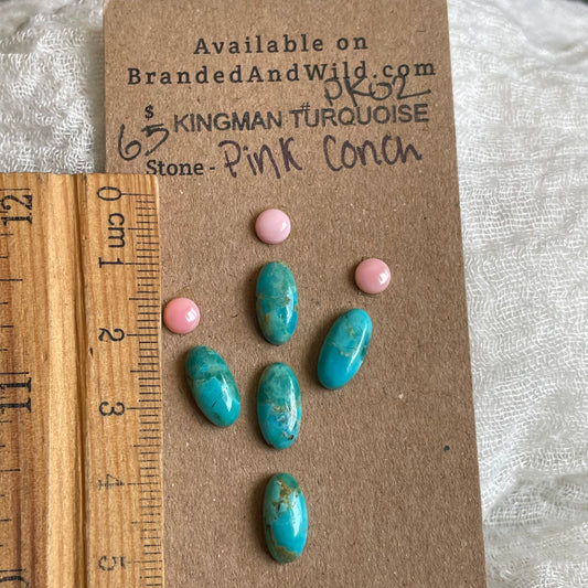 Pink Conch / Kingman Turquoise Cabochon - PK02