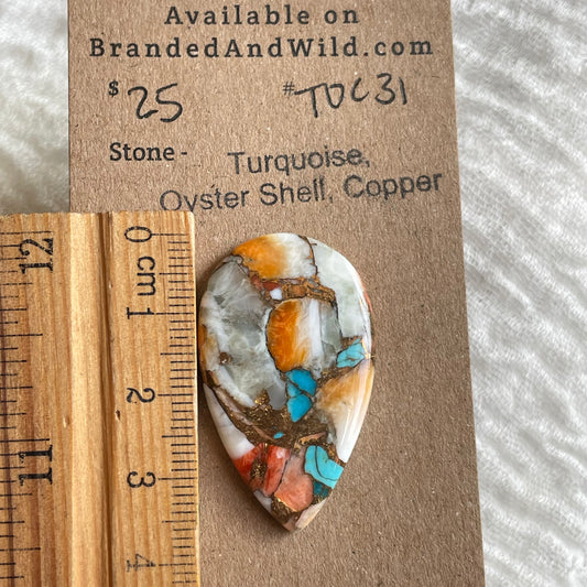 Turquoise, Oystershell, Copper Cabochon - TOC31 DD33BFED-5D29-4FD4-9688-A3E1A74FAD2D Brandedandwild.com