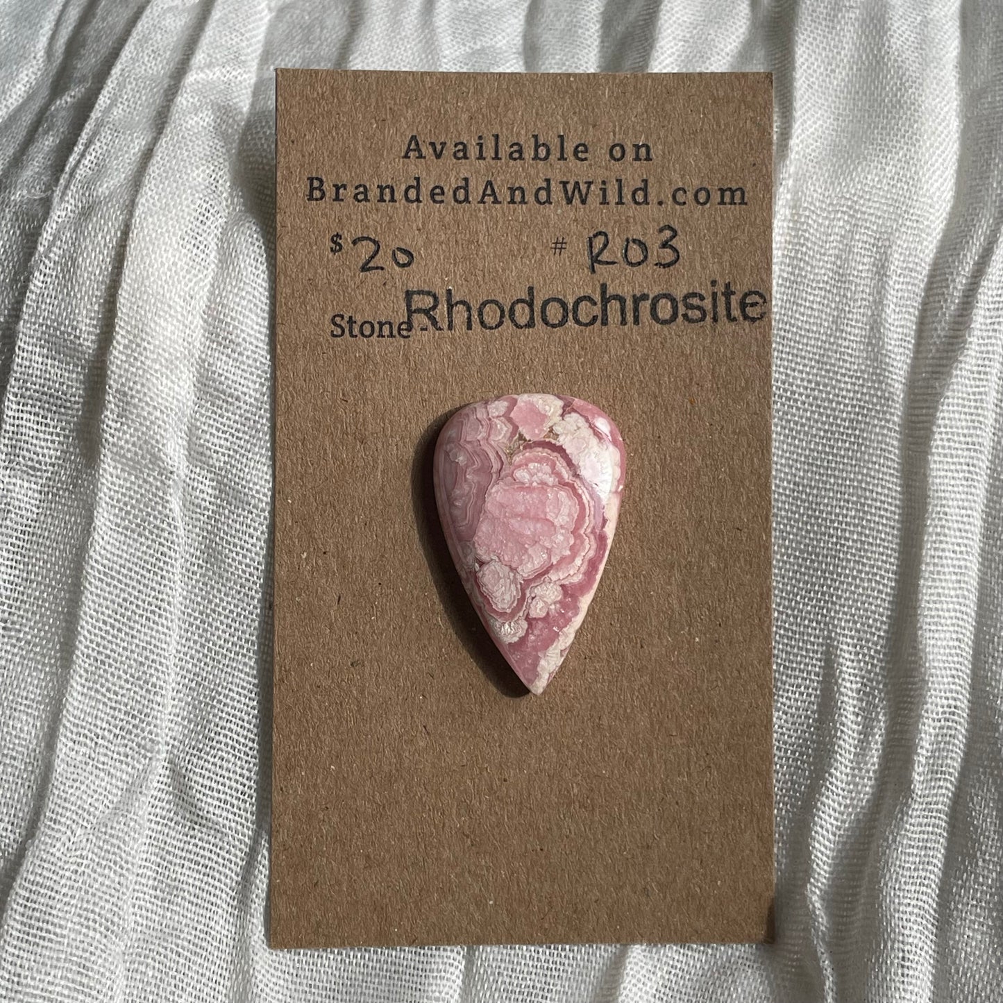 Rhodochrosite Cabochon - R03 DE028D0A-4E5A-4DA6-AA5D-05371CBC1027 Brandedandwild.com