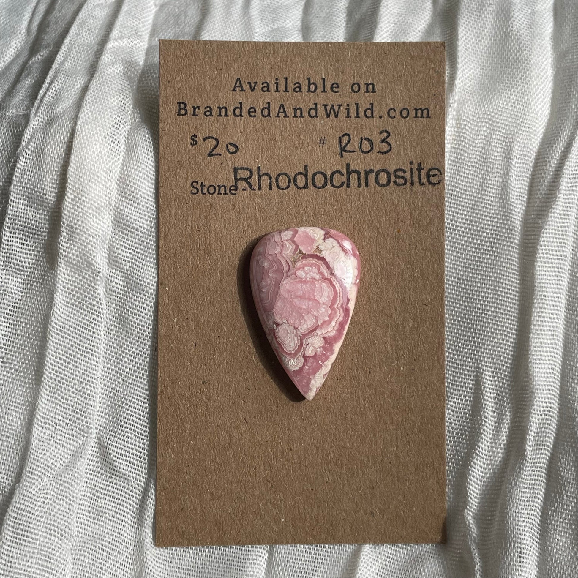 Rhodochrosite Cabochon - R03 DE028D0A-4E5A-4DA6-AA5D-05371CBC1027 Brandedandwild.com