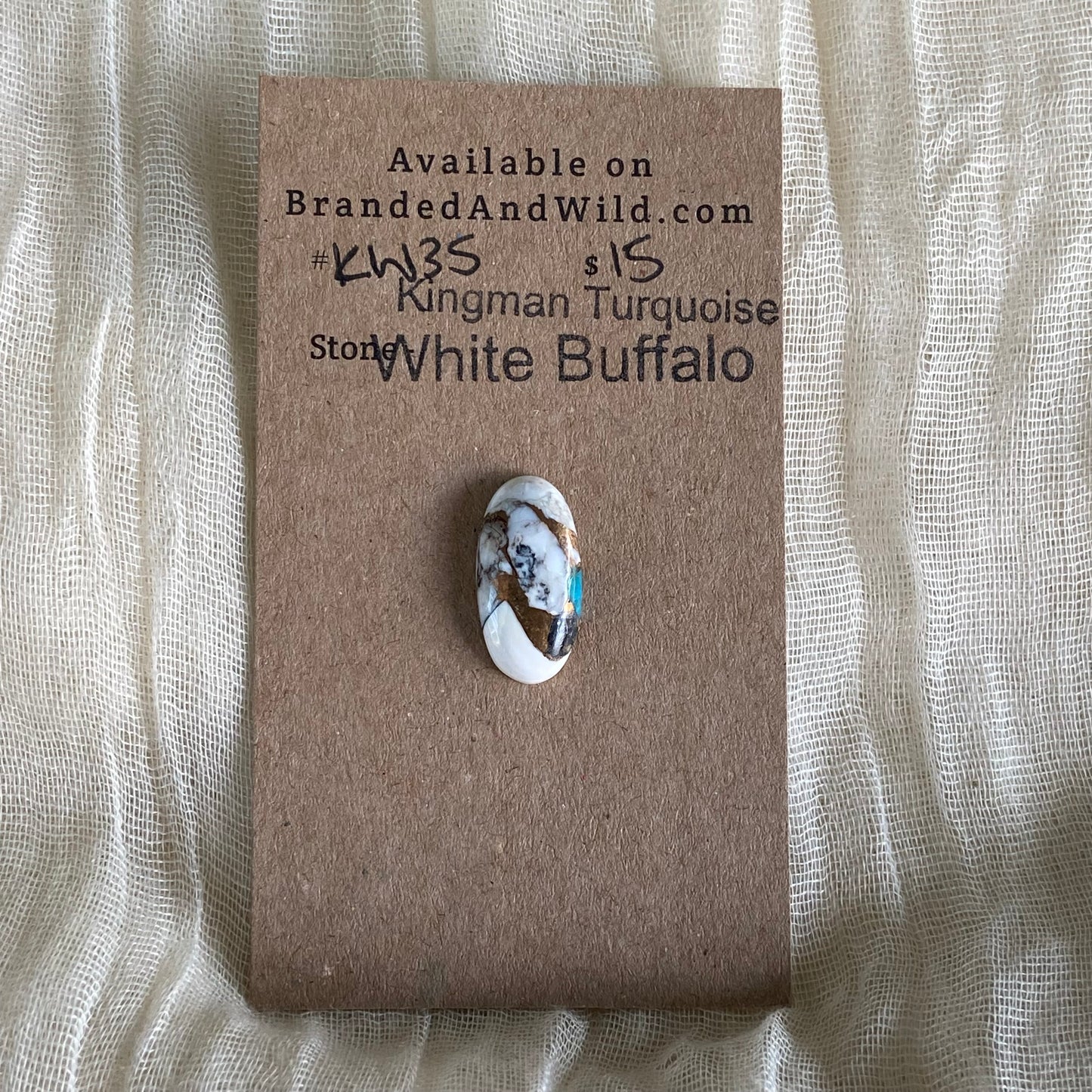 Kingman Turquoise, White Buffalo, Copper Cabochon - KW35