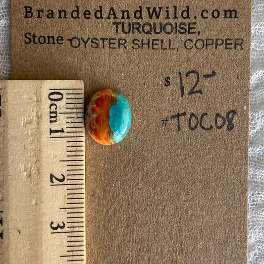 Turquoise, Oystershell, Copper Cabochon - TOC08
